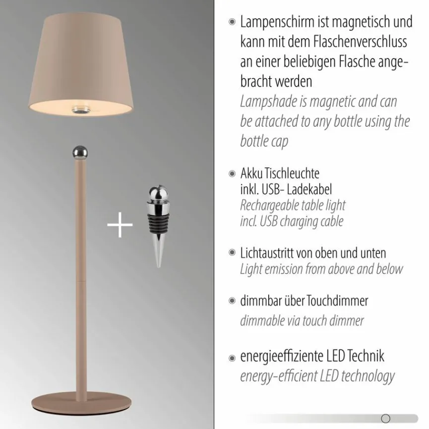 JUST LIGHT. Akku-Tischleuchte Boteria