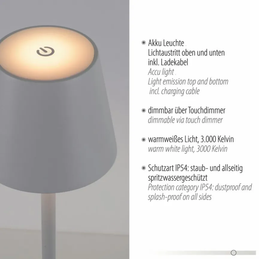 JUST LIGHT. Akku-Tischleuchte Euria