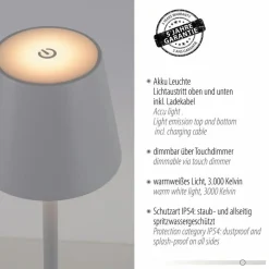 JUST LIGHT. Akku-Tischleuchte Euria