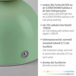 SCHÖNER WOHNEN-Kollektion Akku-Tischleuchte Rudi