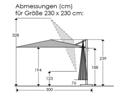 Discount Ampelschirm Rhodos Junior 230 x 230 cm Sonnenschirme