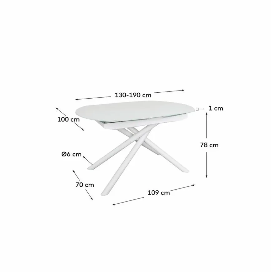 Kave Home Esstisch mit Auszug Yodalia 130/190 x 100 cm