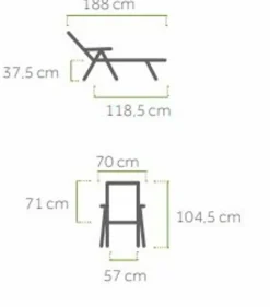 MWH Gartenliege Kedline, Alu/Textilene