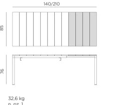 Nardi Gartentische|Gartentisch ausziehbar Rio 140/210 x 85cm