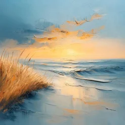 EUROART Bilder Ohne Rahmen|Glasbild 30 x 30 cm Atmospheric Beach I