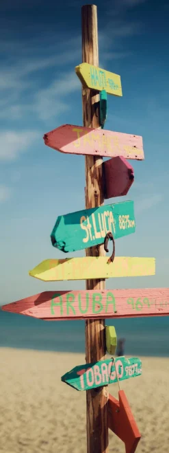 EUROART Bilder Ohne Rahmen|Glasbild 30 x 80 cm Beach signs