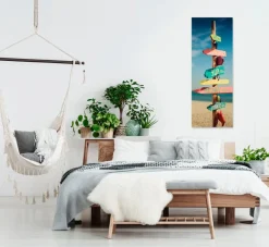 EUROART Bilder Ohne Rahmen|Glasbild 30 x 80 cm Beach signs