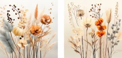 EUROART Bilder Ohne Rahmen|Glasbild 20 x 40 cm Boho Flowers III