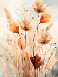 New Glasbild 30 x 40 cm Boho Flowers I Bilder Ohne Rahmen