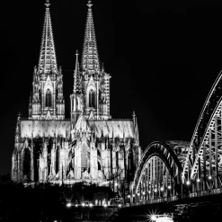 New Glasbild 30 x 30 cm Cologne at Night I Bilder Ohne Rahmen|Bilder Nach Themen