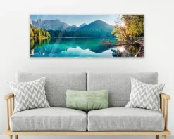 EUROART Bilder Ohne Rahmen|Glasbild 30 x 80 cm Fusine Lake