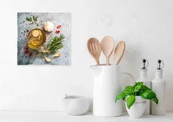 Hot Glasbild 20 x 20 cm Herbs and Spices Grey I Bilder Ohne Rahmen|Bilder Nach Themen