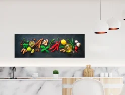 EUROART Bilder Ohne Rahmen|Bilder Nach Themen|Glasbild 33 x 98 cm Herbs and Spices