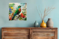 EUROART Glasbild 30 x 30 cm Hummingbird Jungle I