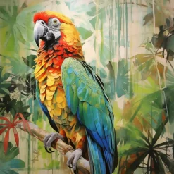 EUROART Glasbild 30 x 30 cm Parrot Jungle I