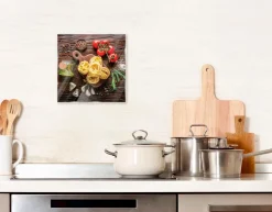 EUROART Bilder Nach Themen|Bilder Ohne Rahmen|Glasbild 20 x 20 cm Pasta Parade IV