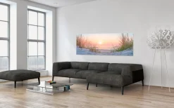 EUROART Glasbild 125 x 50 cm Sunset at the Beach