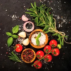 EUROART Bilder Ohne Rahmen|Bilder Nach Themen|Glasbild 30 x 30 cm Tomatoes and Spices I