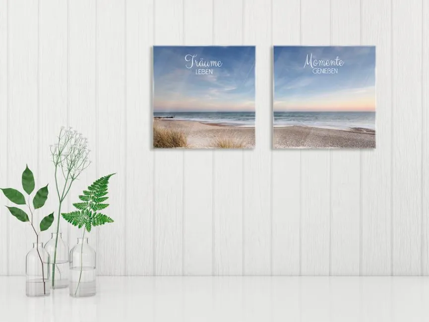 New Glasbild 2tlg. Träume leben Bilder Ohne Rahmen|Bilder Nach Themen