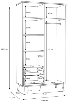 New Kleiderschrank Harllson Kinder Kinderzimmer Schränke|Kinderzimmer Schränke