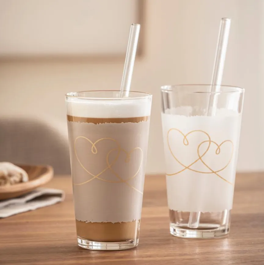 Outlet Latte-Macchiato-Set Heart 4tlg. Kaffee & Tee