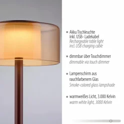 Outlet LED-Akkutischleuchte Rika Tischlampen