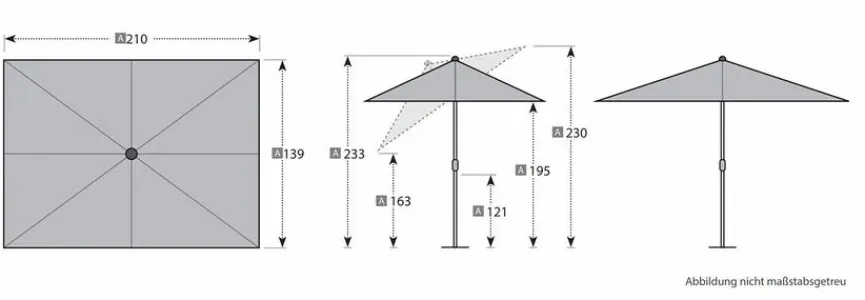 Doppler Marktschirm Alu Wood 140 x 200 cm