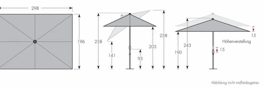 Doppler Marktschirm Alu Wood 200 x 300 cm