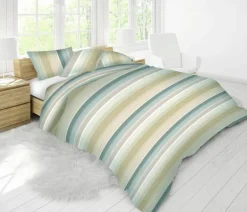 Outlet Satin-Bettwäsche Green Stripe 155 x 220 cm Bettwäsche