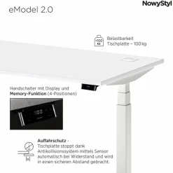 NowyStyl Schreibtisch elektrisch eModel 2.0 180 x 80 cm