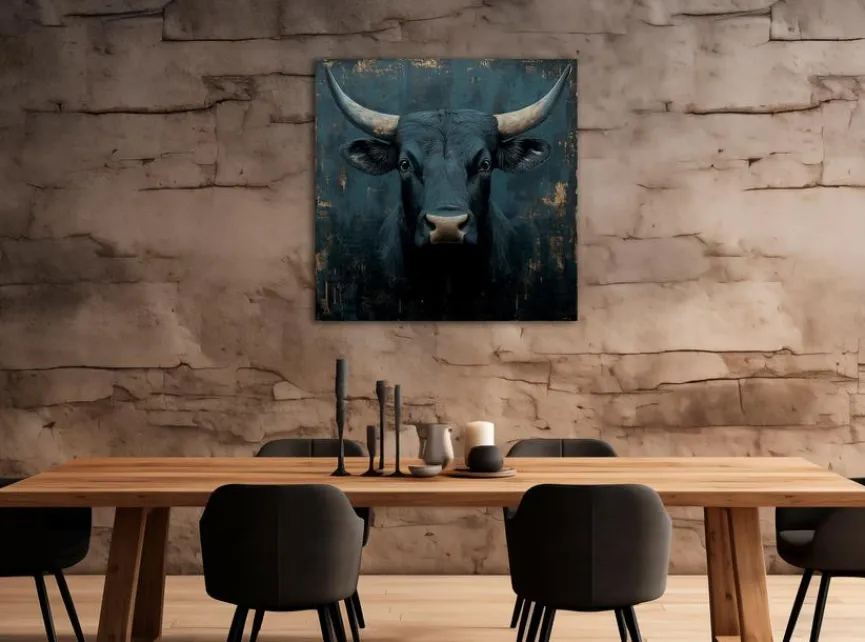 EUROART Wandbild 80 x 80 cm Black Bull IV