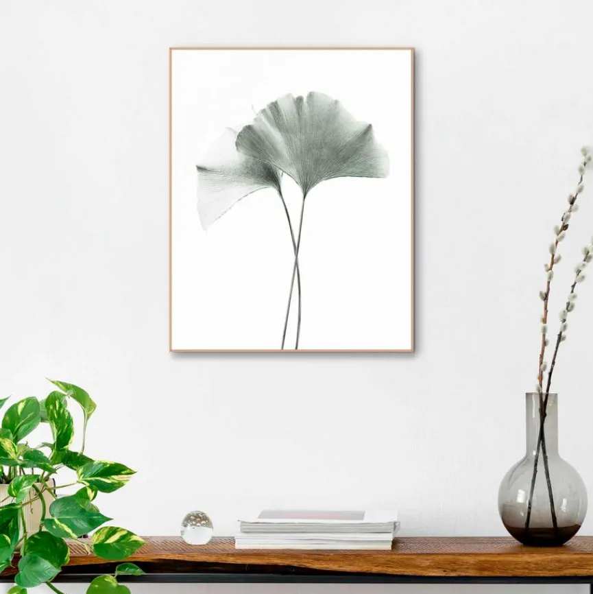 New Wandbild 40 x 50 cm Ginko Blatt Bilder Mit Rahmen|Bilder Nach Themen