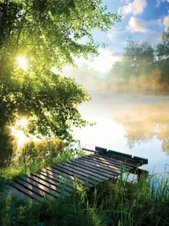 EUROART Wandbild 60 x 80 cm Sunrise On The Lake II