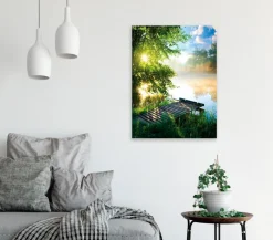 EUROART Wandbild 60 x 80 cm Sunrise On The Lake II