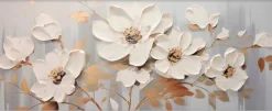 EUROART Wandbild 50 x 120 cm White Flowers I