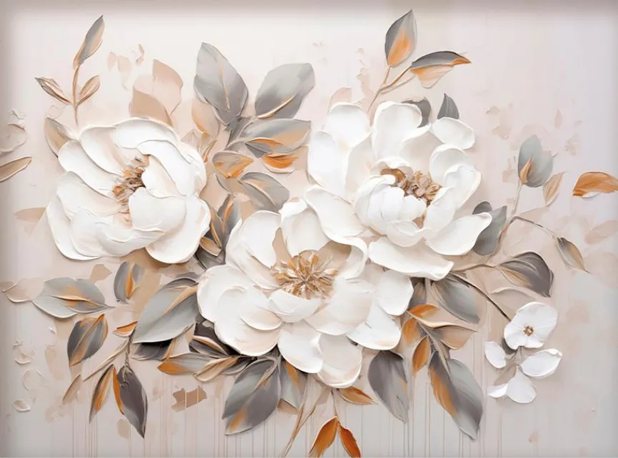 EUROART Wandbild 60 x 80 cm White Flowers II